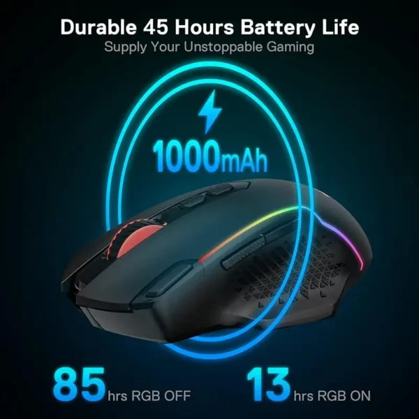 Wireless Gaming Mouse, 10000 DPI Wired Gamer Mouse w/ Rapid Fire Key, 8 Macro Buttons, Black/White Mouse