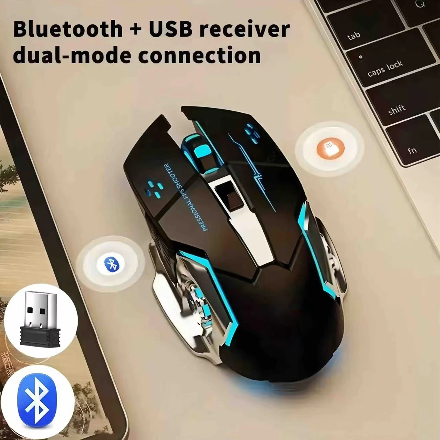 Bluetooth Mouse Gaming Computer Rechargeable Wireless Mouse USB Mechanical E-Sports Backlight PC Gamer Mouse For Computer