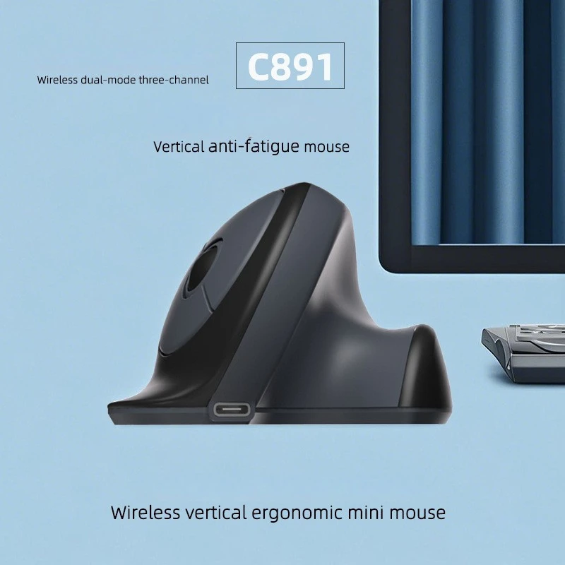 S78490446d8b54d75ac5a71add637bea7A.webp Mini Vertical Ergonomic Small Mouse Rechargeable Dual-mode Silent wireless mouse DPI Adjustable Office Mice For Ipad PC Phone