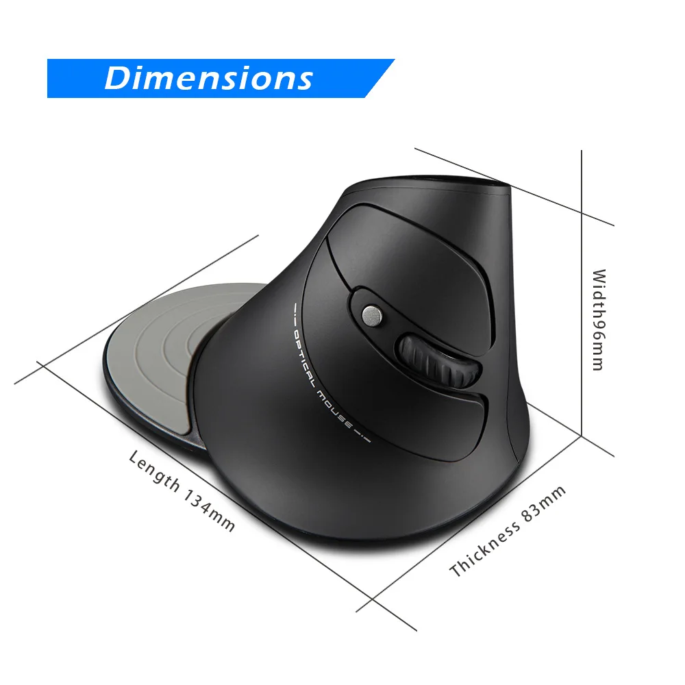 Ergonomic 2.4G Wireless Vertical Mouse with Removable Wrist Rest,2400DPI Adjustable Wireless Gaming Mouse for PC/Laptop/Desktop