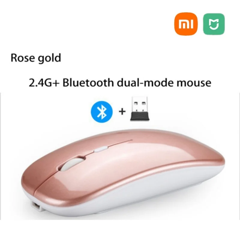Rechargeable Wireless Mouse Bluetooth-compatible 2.4GHz Dual Modes Computer Ergonomic Mice with Receiver for PC Laptop
