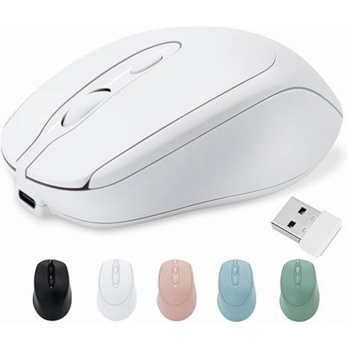 Rechargeable Silent Wireless Mouse - 2.4G+BT Dual Mode, Ergonomic Grip, Stable Transmission for Office Home Desktop