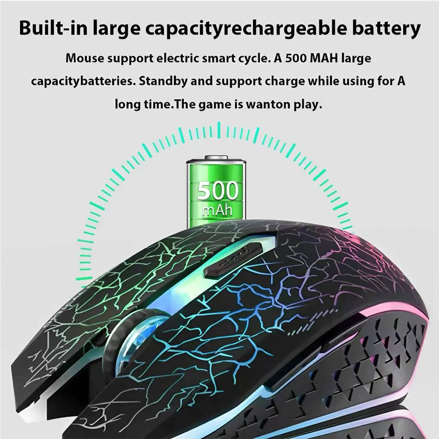 2.4G Bluetooth Wireless Mouse Rechargeable 7 Colors RGB LED Backlit Gaming Mouse Ergonomic Mice for Gamer Computer Laptop iPad