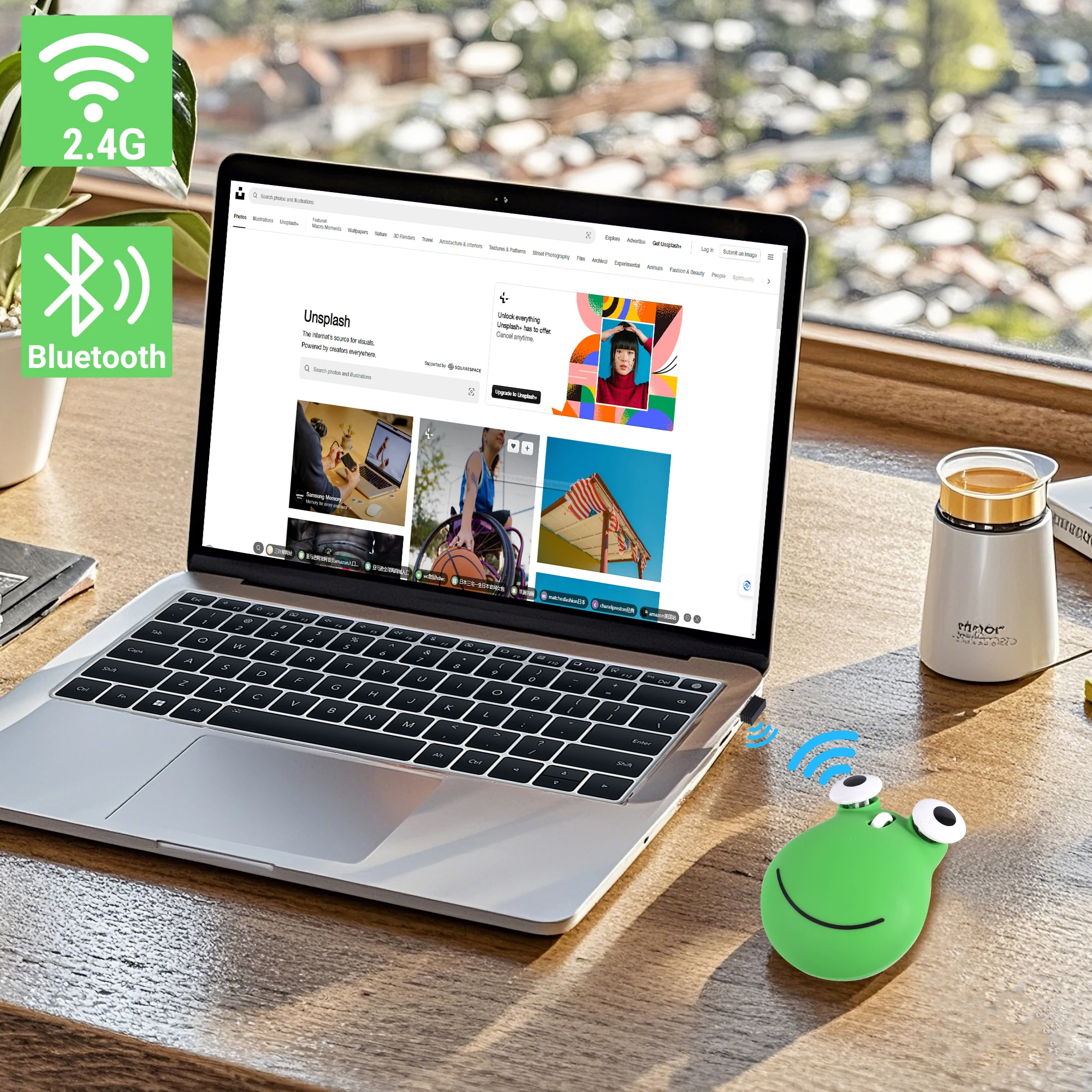 Cute Frog Mouse Wireless Dual-mode Bluetooth Light Weight Portable System Universal Mute Button Office Use Kid Gift Mause