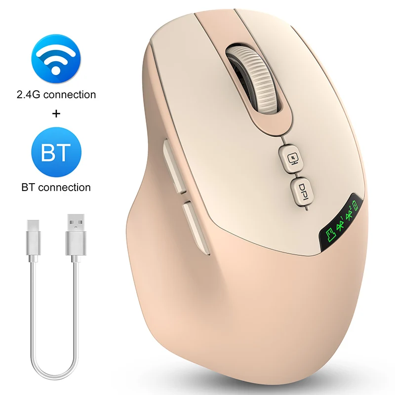 T02 Bluetooth Wireless Dual-mode Mouse,APAYADO Silent Function with Multi-functional Display and 500mAh Battery Capacity