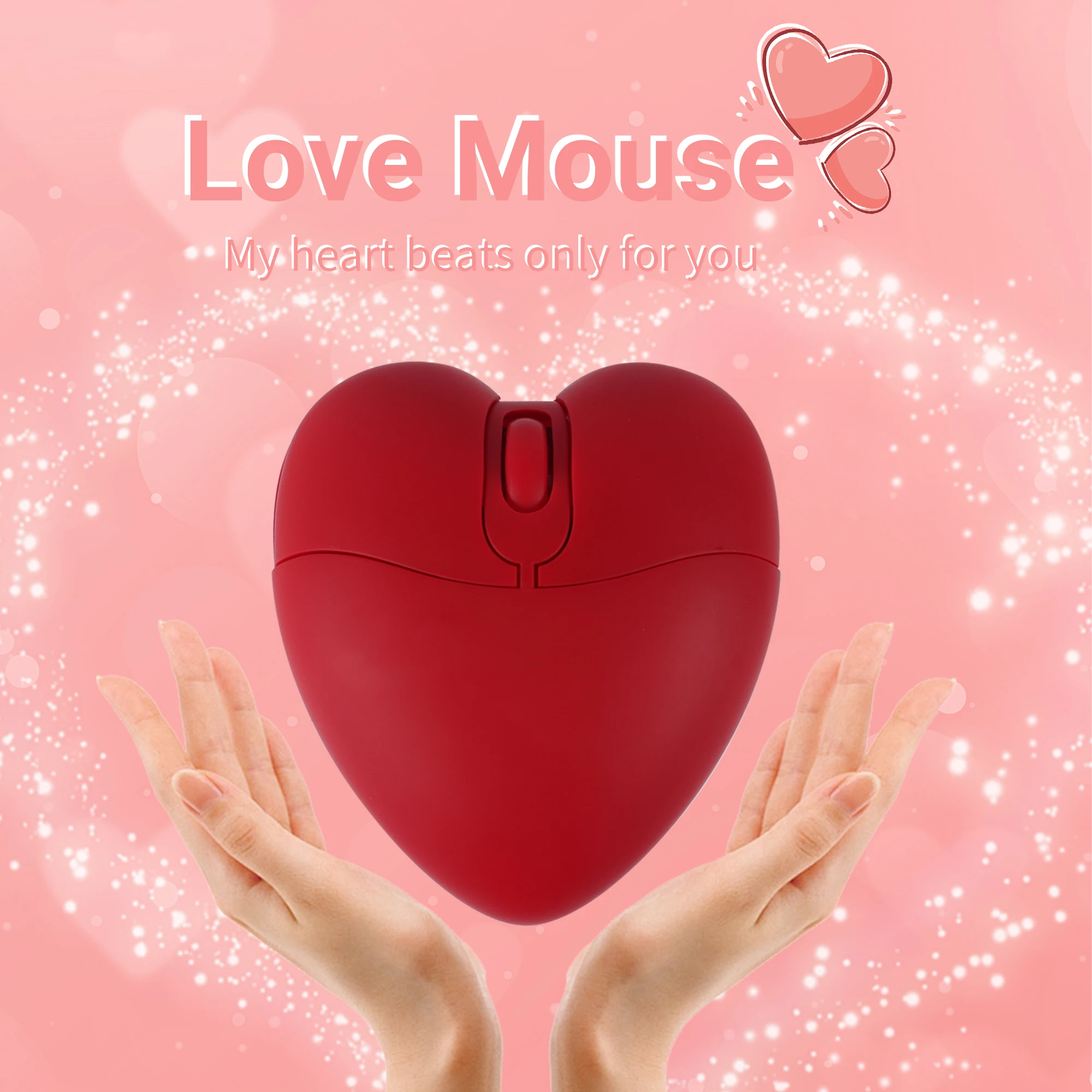 Wireless 2.4G Bluetooth Dual-mode Mouse Red Heart Shape Small Mouse Cute Mouse Light Weight Portable Mice Office Use PC Study