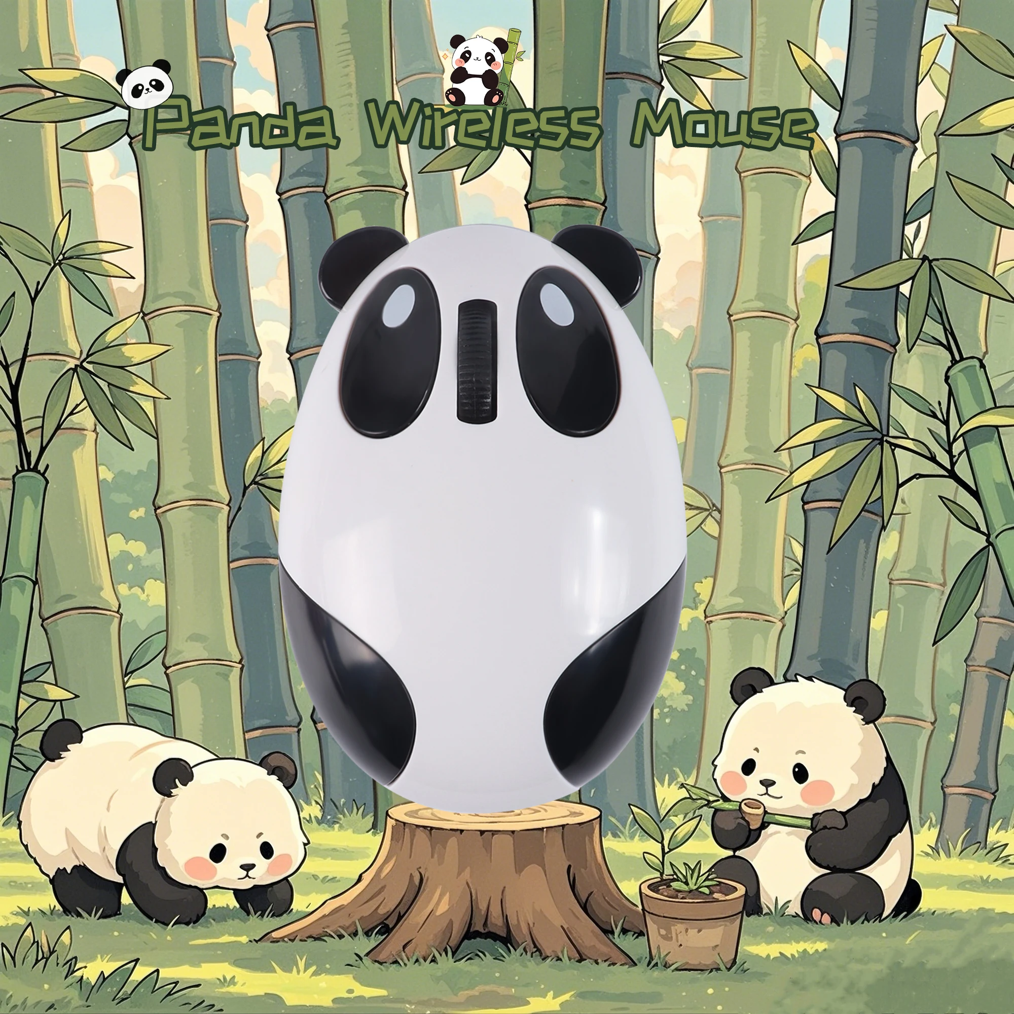 Wireless 2.4G Rechargeable Mouse Cute Panda Mute Button Wireless Wired Version Office Use Computer Part USB Receiver Lightweight