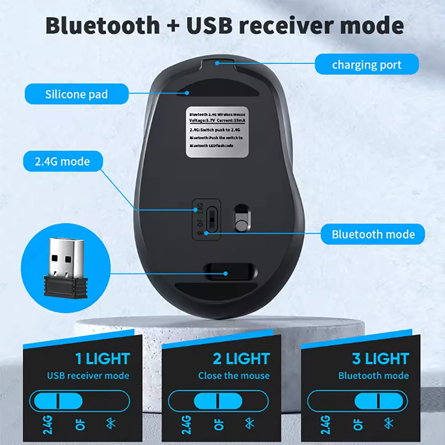 2025New Rechargeable Wireless Bluetooth Mouse Silent WIRELESS COMPUT MOUS USB Ergonomic Gamer Mouse For Computer Laptop Macbook