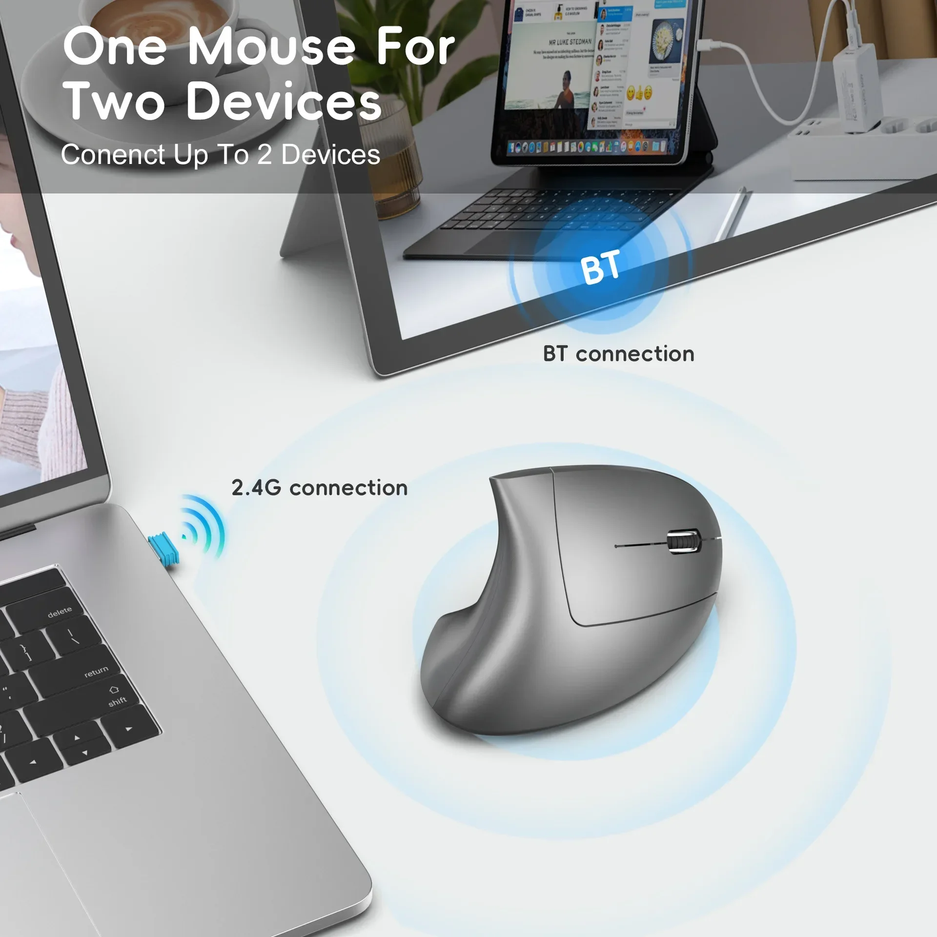 Vertical Ergonomic Gaming Mouse Wireless Rechargeable Gamer Mause Kit Optical 2.4G Mouse Computer PC Laptop Desktop USB Mice