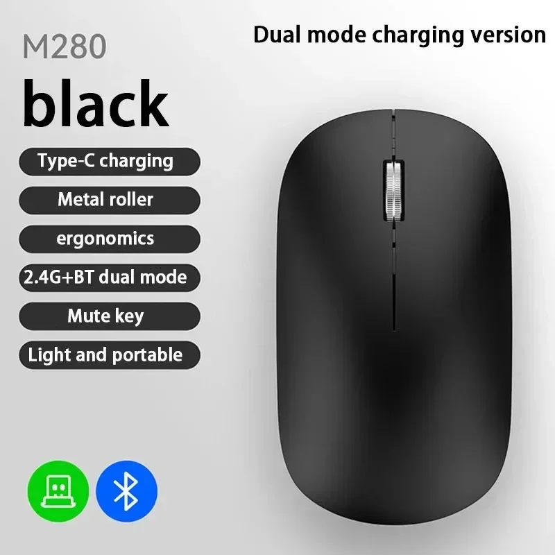 Dual-Mode 2.4G Wireless Mouse Bluetooth Mouse Rechargeable Mouse Gaming Mice Office Silent Button Mouse for PC Laptop Tablet