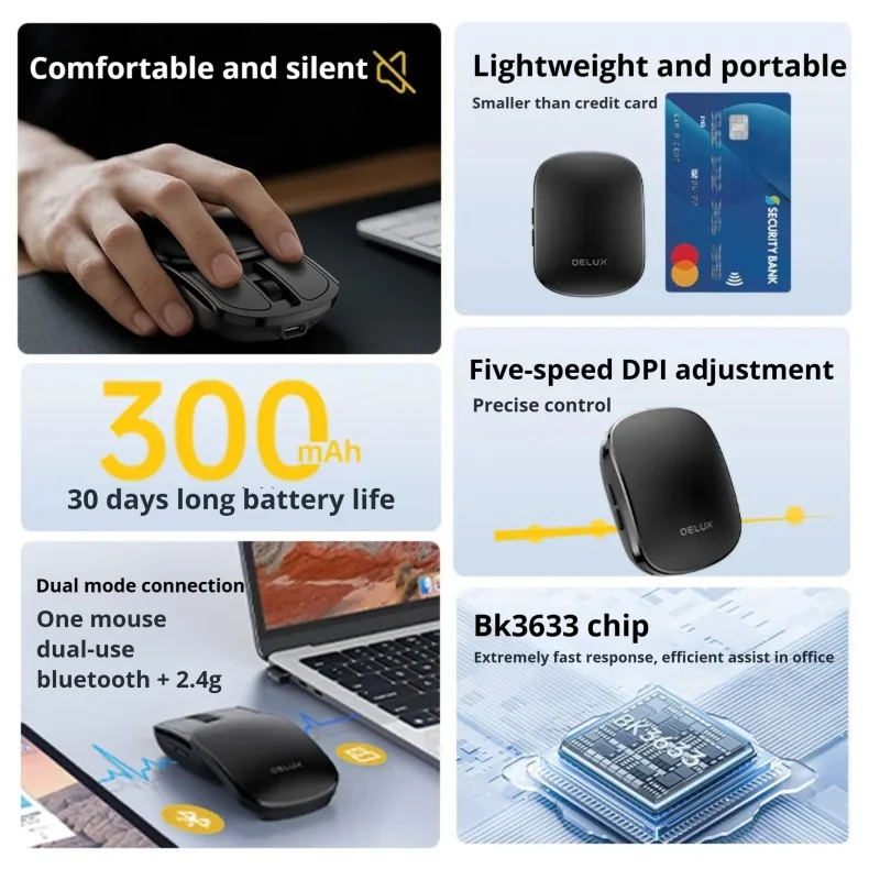 Pocket Folding Mouse Wireless 2.4G Bluetooth5.2 Silent Click Portable Ultra-light 55g for MacBook Tablet Computer PC Mice