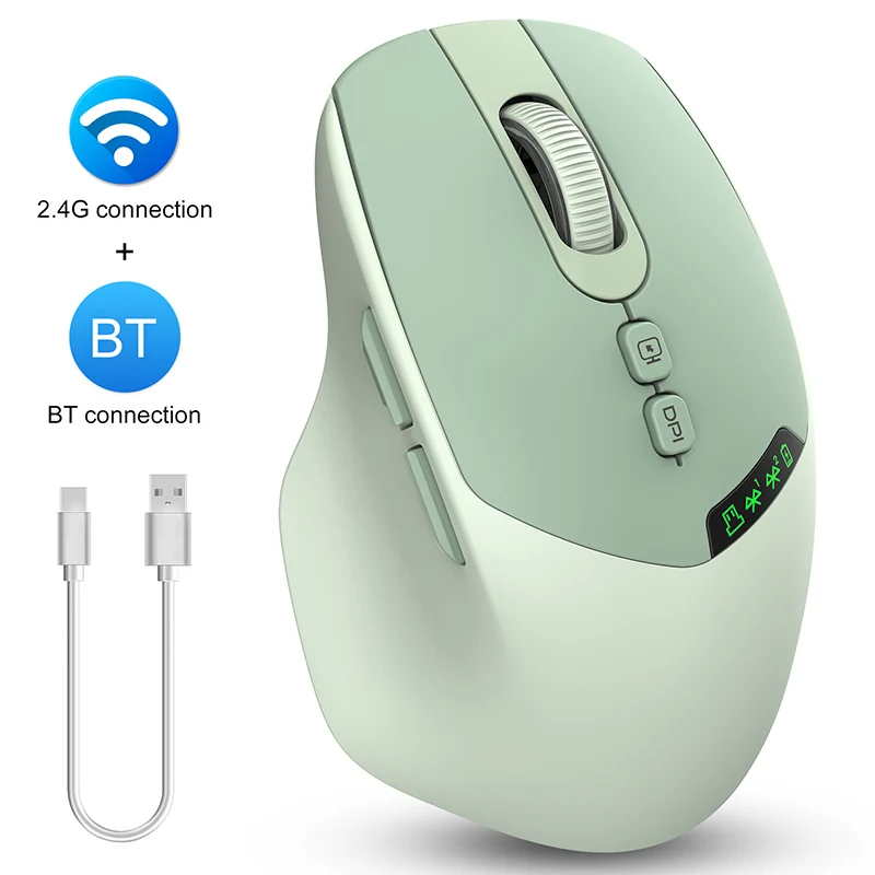 T02 Bluetooth Wireless Dual-mode Mouse,APAYADO Silent Function with Multi-functional Display and 500mAh Battery Capacity