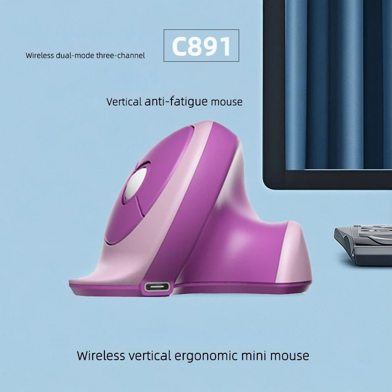 Saa18a9ba9fb248a08871fdf9ed26d40bt.webp Mini Vertical Ergonomic Small Mouse Rechargeable Dual-mode Silent wireless mouse DPI Adjustable Office Mice For Ipad PC Phone