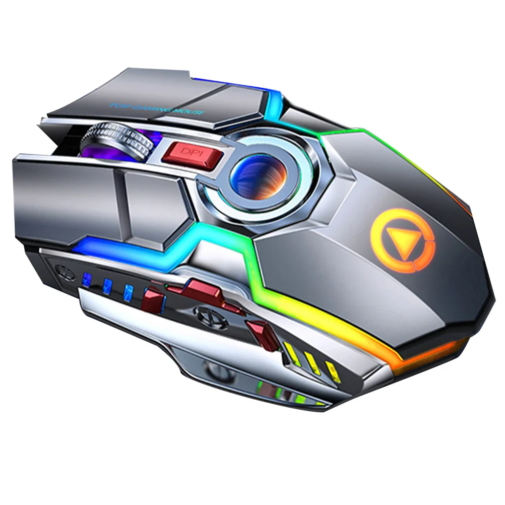 1Pcs Wireless Charging Mouse 2.4ghz 15M Range Rgb Light Mute Gaming Mouse with USB Charging Cable Ergonomic Comfort Grip Grey