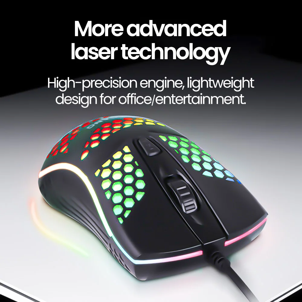 USB Wired Mouse RGB Luminous Gaming Mouse 1600DPI Desktop Laptop Mute Office Computer Wired Mouse for Windows PC & Laptop