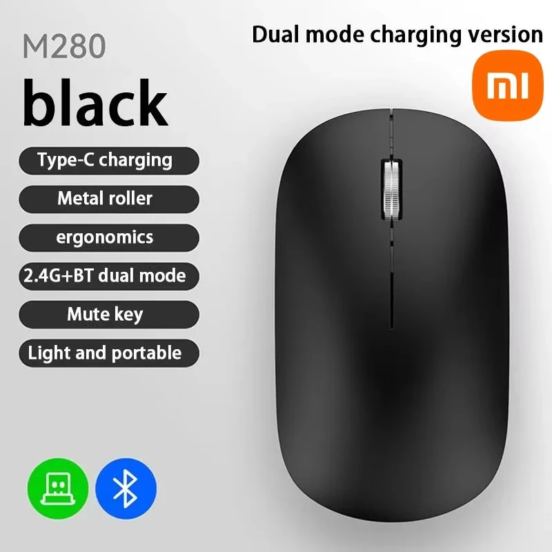 2.4G Wireless Mouse Type C Bluetooth Dual Mode DPI Adjustable Rechargeable Silent Ergonomic Morandi Portable Office Mouse