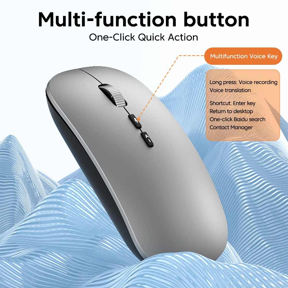 AI Intelligent Voice Mouse Rechargeable Wireless Mouse Portable Manual Bluetooth Dual-mode Office Game Mute Computer Notebook