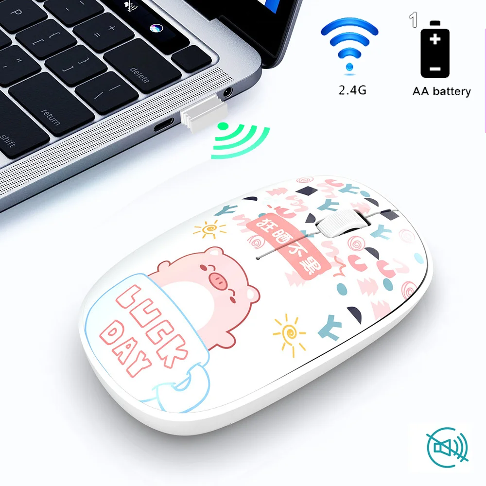 Sb37da38507df4b5fb04449b79e34bc7dk.webp Wireless 2.4Ghz Mouse Pink Cute Cartoon Pattern Mause Bluetooth 5.0 Mute Button Optical Mini USB Mice For Laptop PC Girl Gift