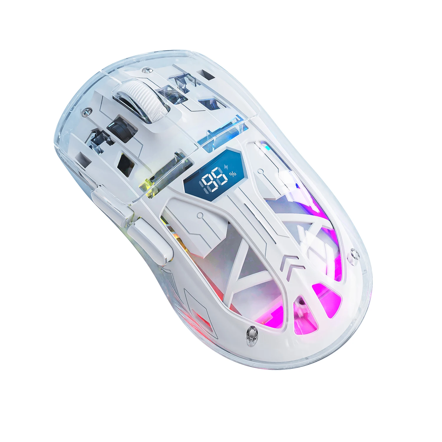 A2 Transparent Digital display RGB Bluetooth Mouse, Wireless Dual-mode Connection ,Win/Mac
