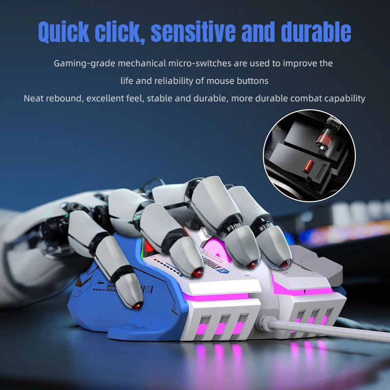 G6 Gaming Mouse Wired 128000DPI ChipA826 RGB Macro-programmable Ergonomic design superior for Gaming and Work