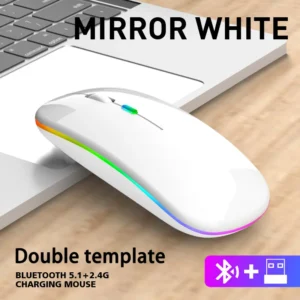 Sb96b094b5ddf42f09af6bab8e338777ef.webp Wireless Mouse 2.4GHz Bluetooth Rechargeable Mouse Quiet Ergonomic Gaming Mouse With USB Backlight 1600DPI Mouse For PC Laptops