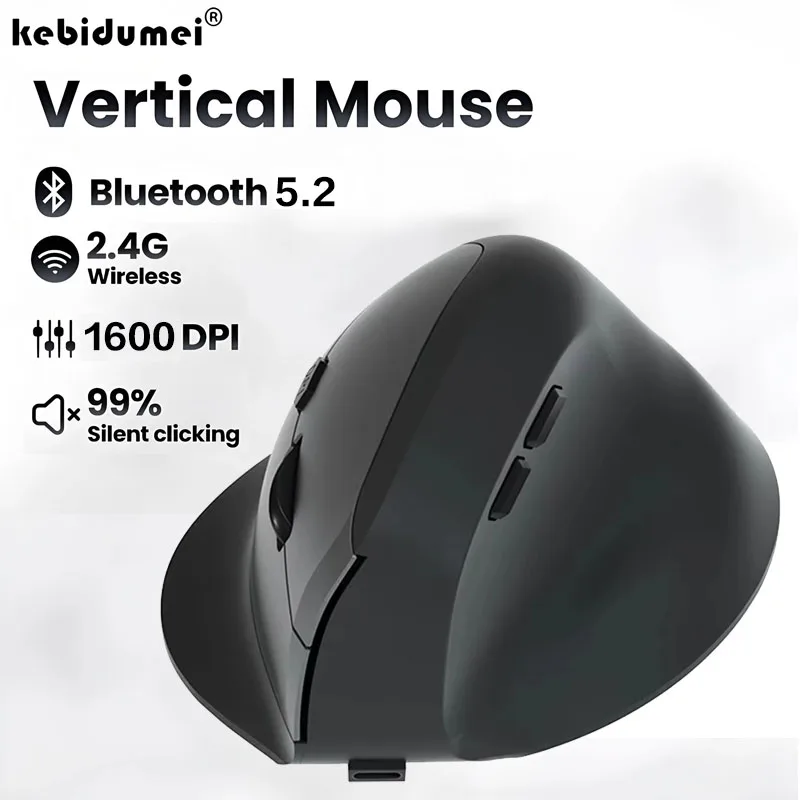 Vertical Mouse Ergonomic 2.4G Bluetooth 5.2 Mice Wireless Optical Mice 1600DPI Gaming Silence Mouse for Laptop Computer Desktop