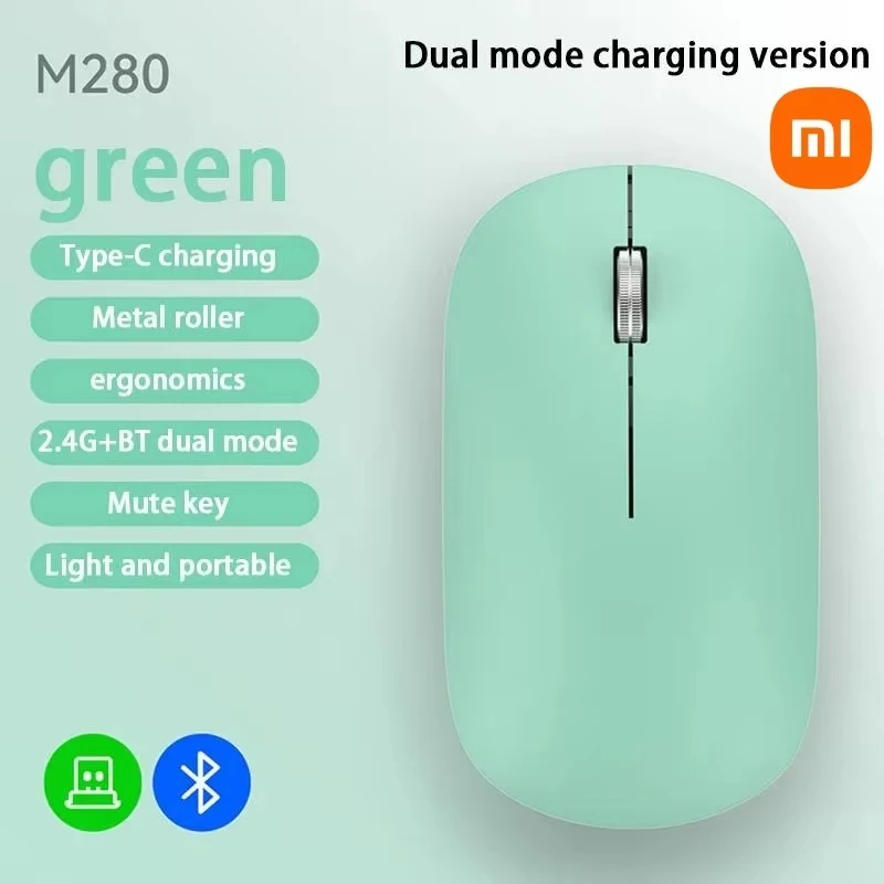 2.4G Wireless Mouse Type C Bluetooth Dual Mode DPI Adjustable Rechargeable Silent Ergonomic Morandi Portable Office Mouse