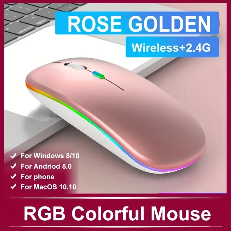 Sbb6b57442c1147b89194bda0e39d39ael.webp Wireless Rechargeable Mouse With LED Backlight Bluetooth Gaming Mouse Suitable For MAC/Laptop/PC/Windows