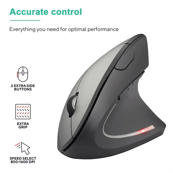 Ergonomic Wireless Vertical Mouse 2.4GHz Wireless Optical Mice 3 Adjustable DPI 800/1200/1600 6 Buttons For Laptops PC Computer