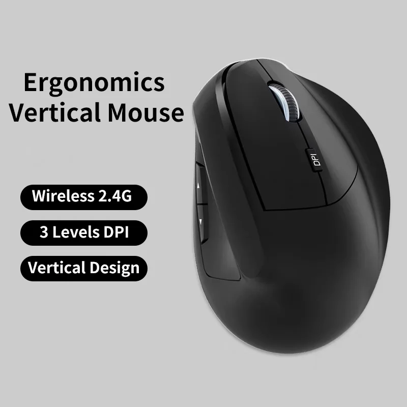 Wireless 2.4G Vertical Mouse Ergonomics Design DPI Button With Side Keys Plug And Play Office Use Mause PC Part Wide Compatible