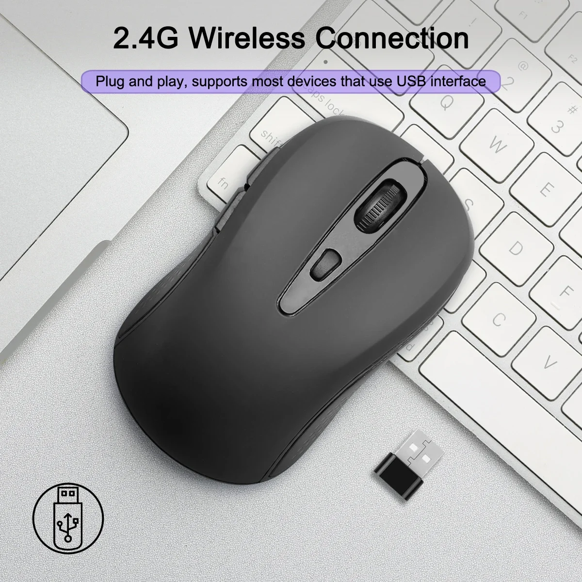 2.4G Wireless Mouse Portable Optical Office Mouse Silent Mouse Adjustable DPI Levels for Laptop Notebook PC MacBook Battery Mice