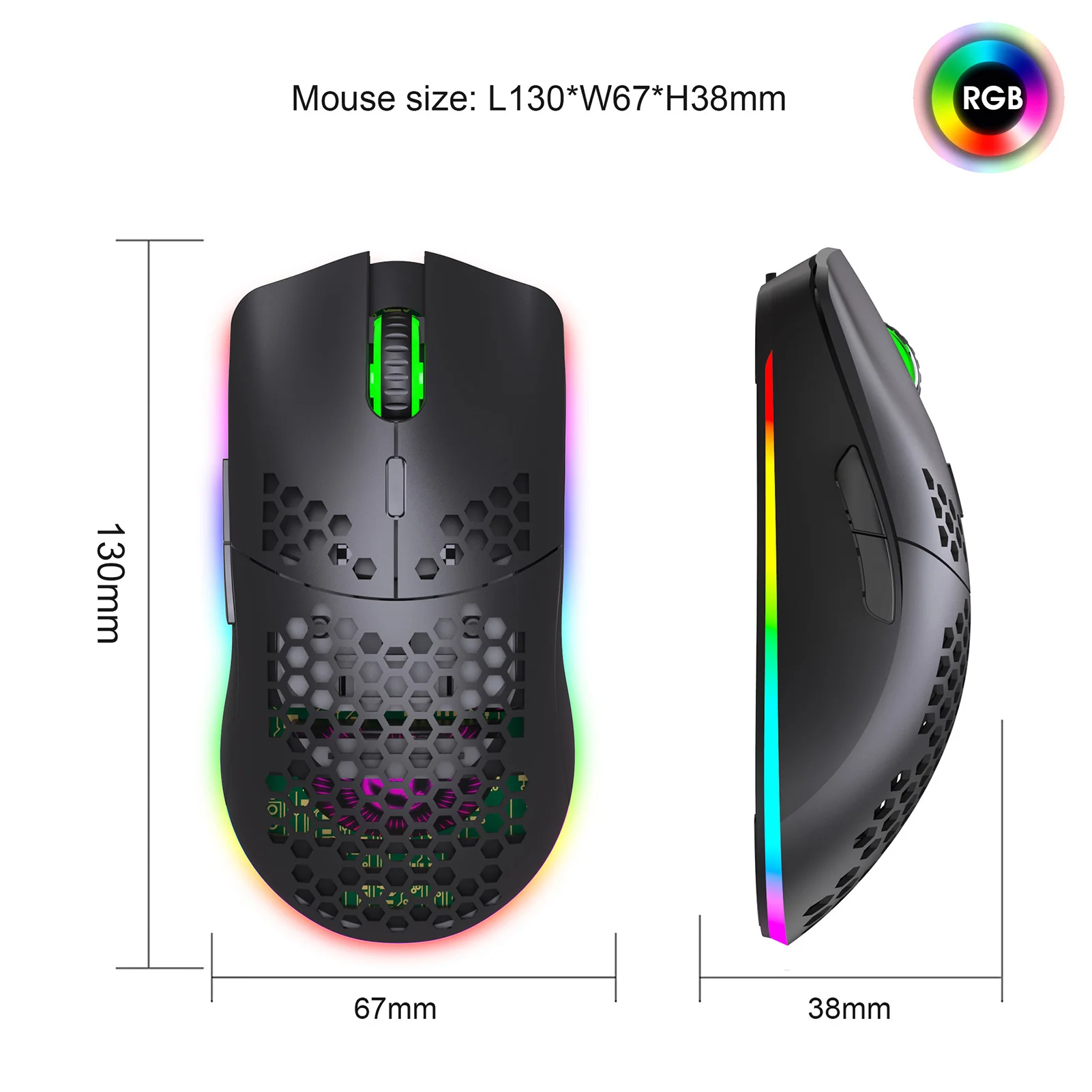 2.4G Wireless Gaming Mouse Rechargeable Gaming Mouse Four-Level Adjustable DPI RGB Gaming Mouse Ergonomic Design