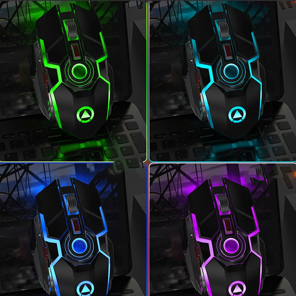 1Pcs Wireless Charging Mouse 2.4ghz 15M Range Rgb Light Mute Gaming Mouse with USB Charging Cable Ergonomic Comfort Grip Grey