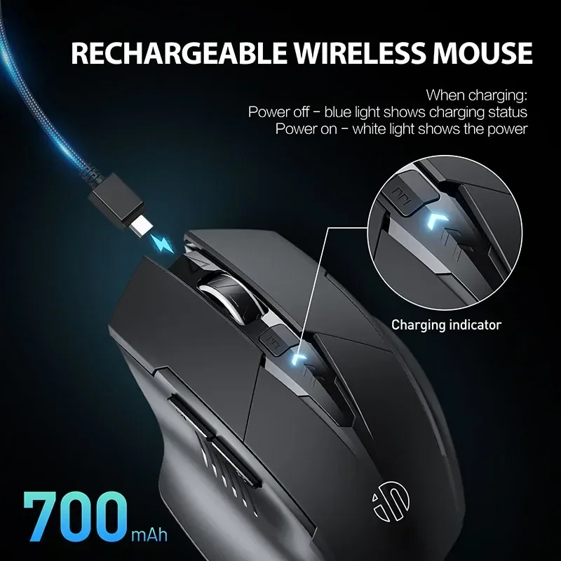 F1 2.4G Wireless Mouse 500mAh Ergonomic Rechargeable Power Display Office Home Silent Laptop Desktop Computer Universal