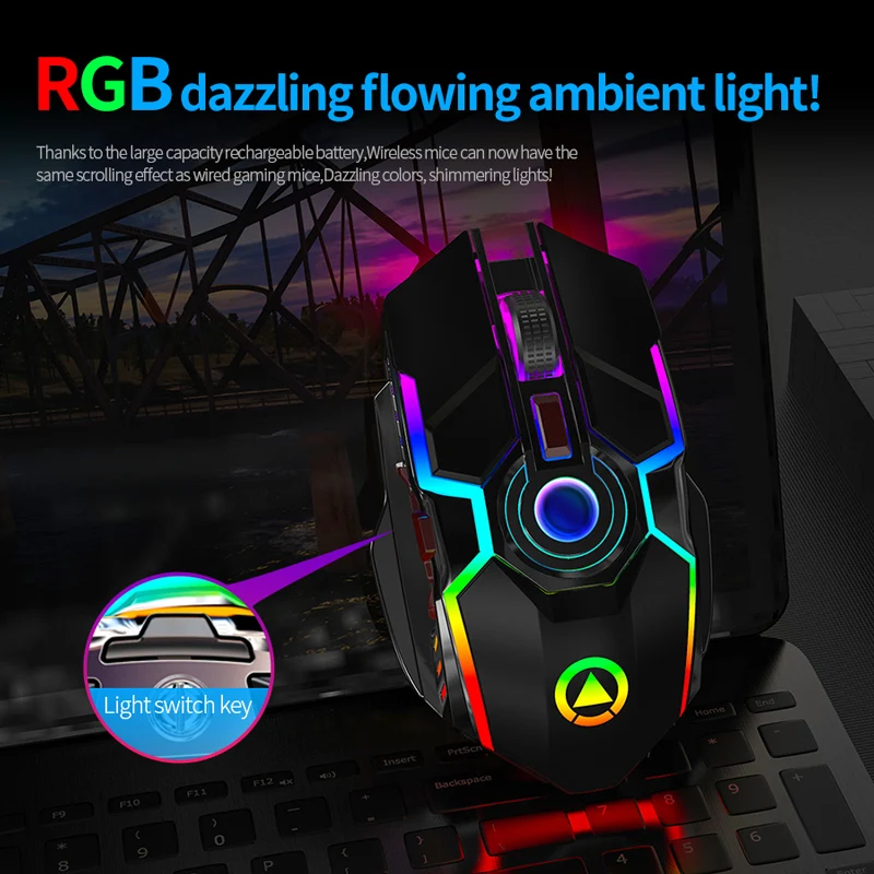 Mouse Ergonomic 2.4GHz Wireless Optical Mice 3 Adjustable DPI 800/1200/1600 6 Buttons for Laptop PC Computer Desktop