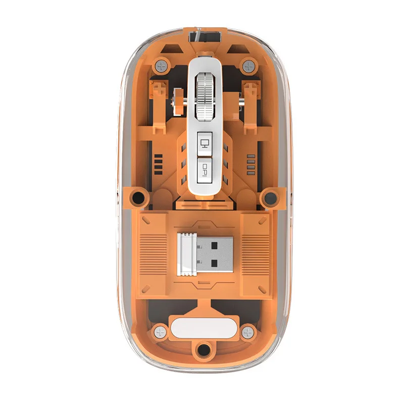Transparent Magnetic Triple Mode Bluetooth compatible 2.4G Wireless Mouse One-Click Desktop Type-C Rechargeable Silent Mice Mute