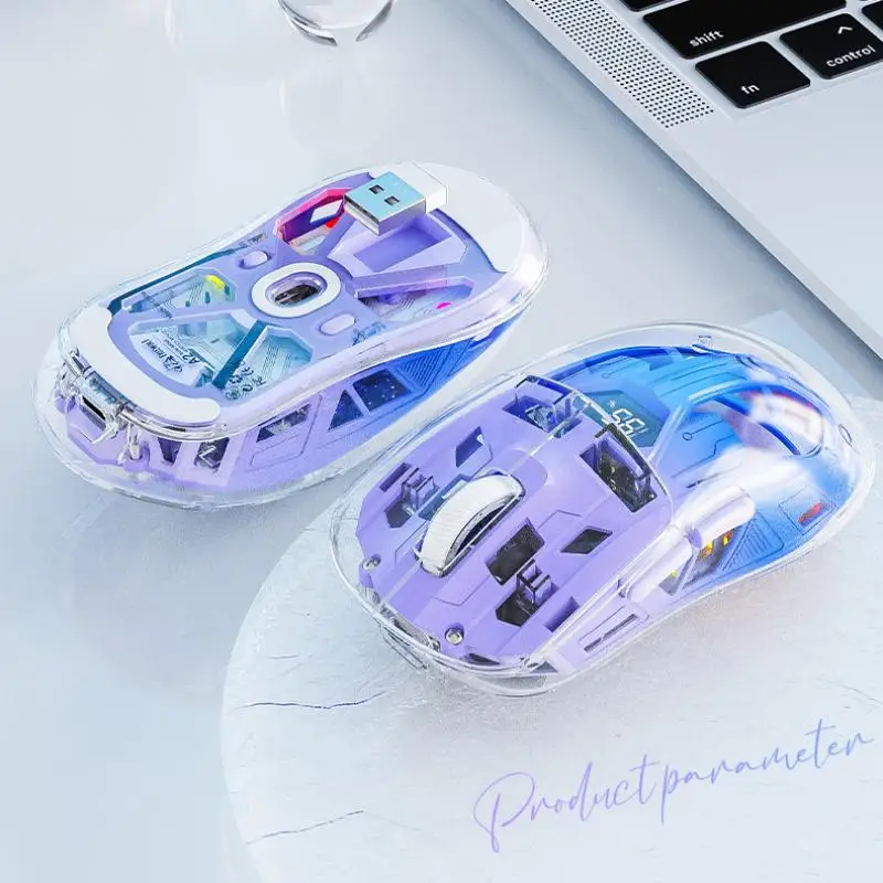 A2 Transparent Digital display RGB Bluetooth Mouse, Wireless Dual-mode Connection ,Win/Mac