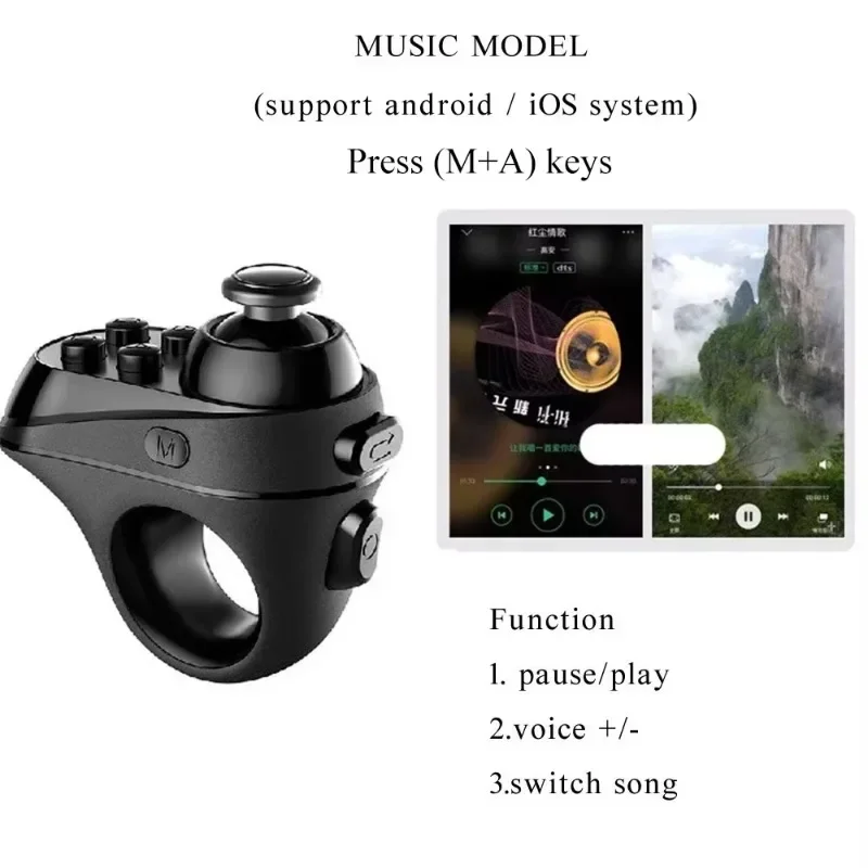 Finger Ring Mini Mouse Wireless Finger Mouse Kits Remote Control Joystick Adapter Game Pause Page Function Tablet PC Mobile IOS