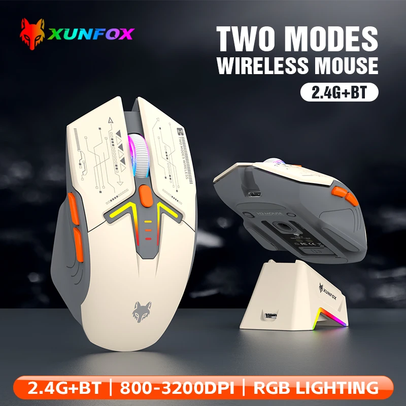 H2 wireless Bluetooth dual-mode mouse RGB lighting effect laptop gaming office magnetic charging
