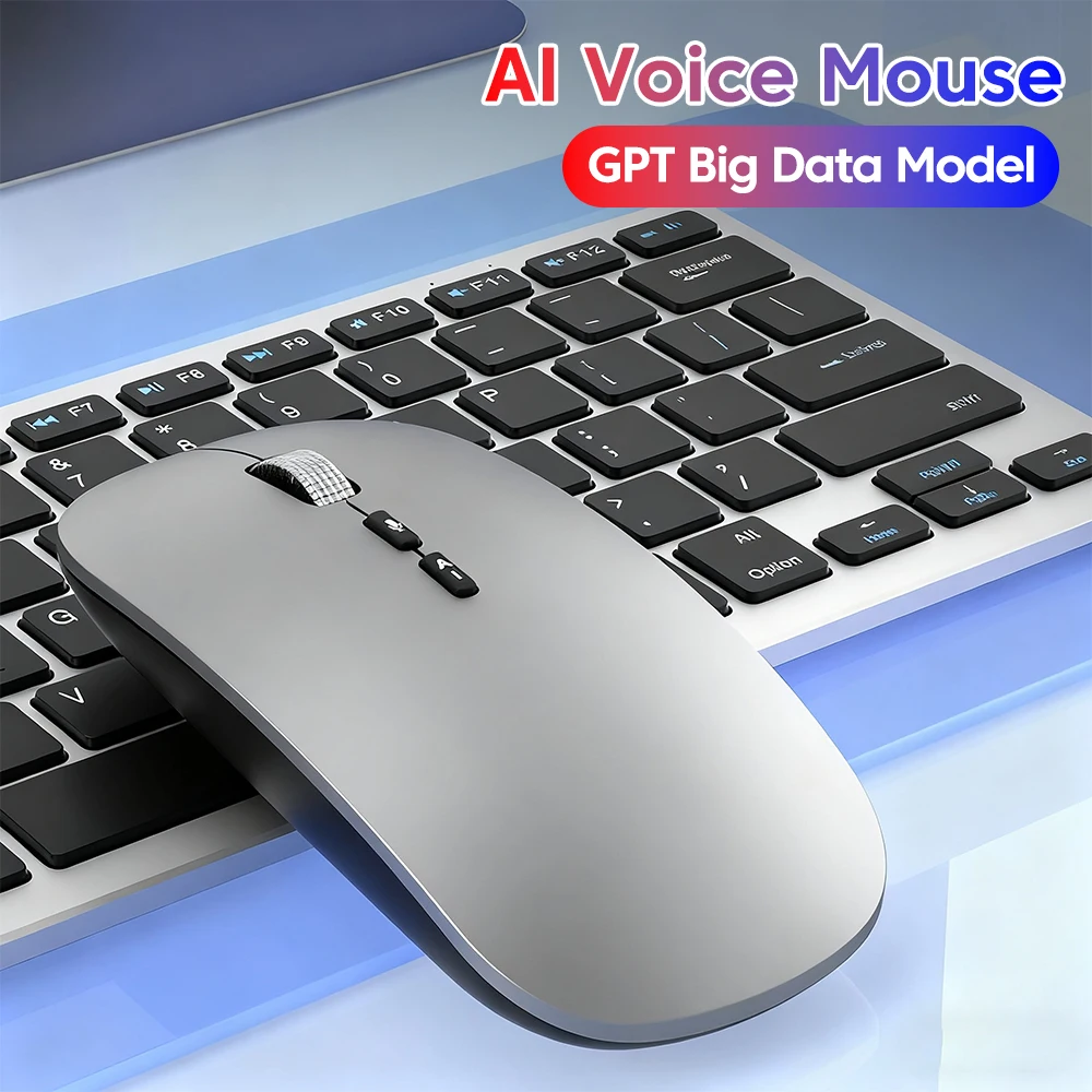 AI Intelligent Voice Mouse Rechargeable Wireless Mouse Portable Manual Bluetooth Dual-mode Office Game Mute Computer Notebook