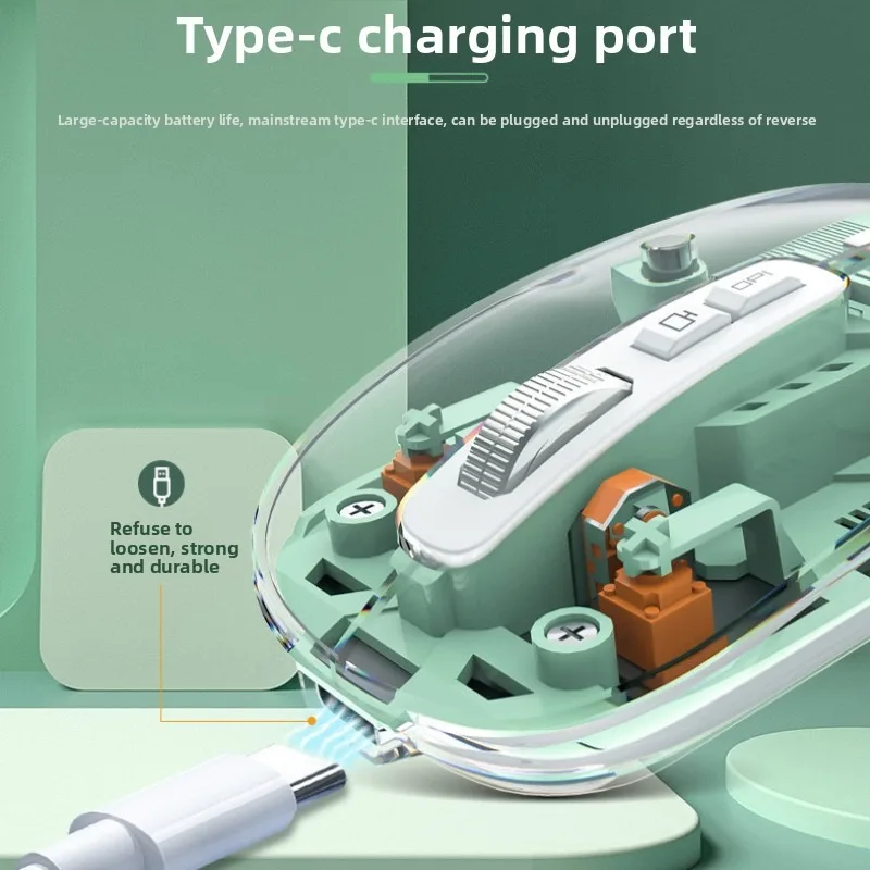 Transparent Magnetic Triple Mode Bluetooth compatible 2.4G Wireless Mouse One-Click Desktop Type-C Rechargeable Silent Mice Mute