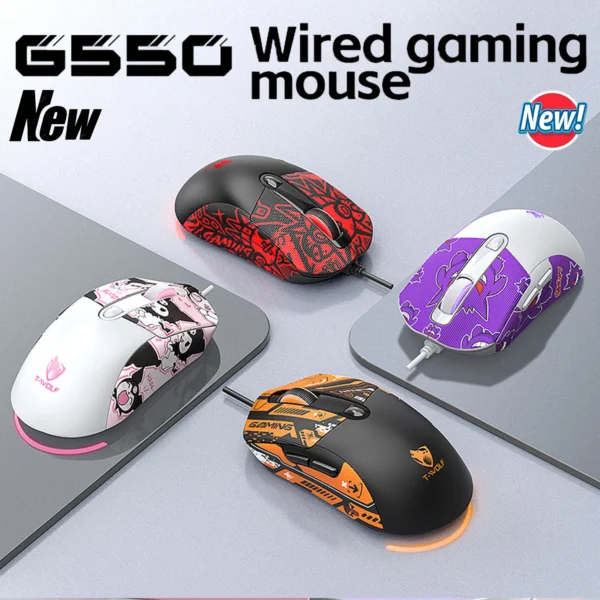 Wired Gaming Mouse Cute Personalized Anti Slip Sticker 6-Key Office Mouse Suitable For Desktop And Laptop Computers NEW HOT