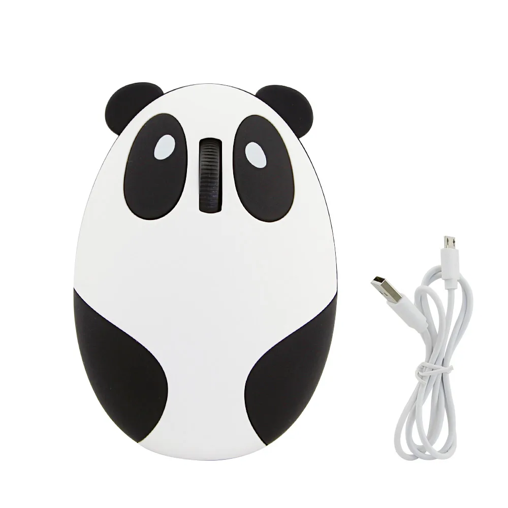 Wireless 2.4G Rechargeable Mouse Cute Panda Mute Button Wireless Wired Version Office Use Computer Part USB Receiver Lightweight