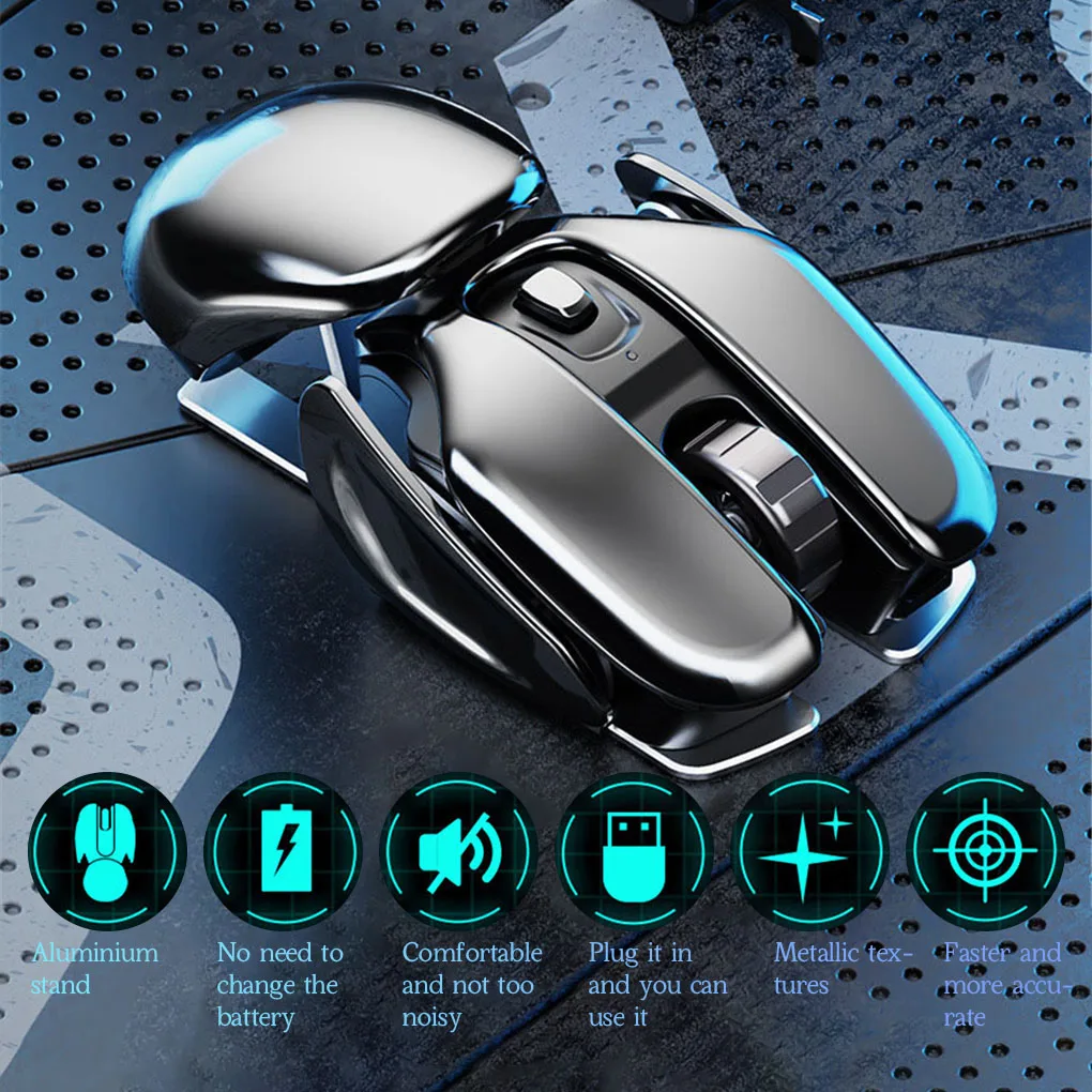 Sdb8e06d859d74343b6ae2917ffa4aed5E.webp PX2 Metal 2.4G Wireless Mute 1600DPI Mouse 6 Buttons for PC Laptop Computer Gaming Office Home Aluminum Lightweight Mouse