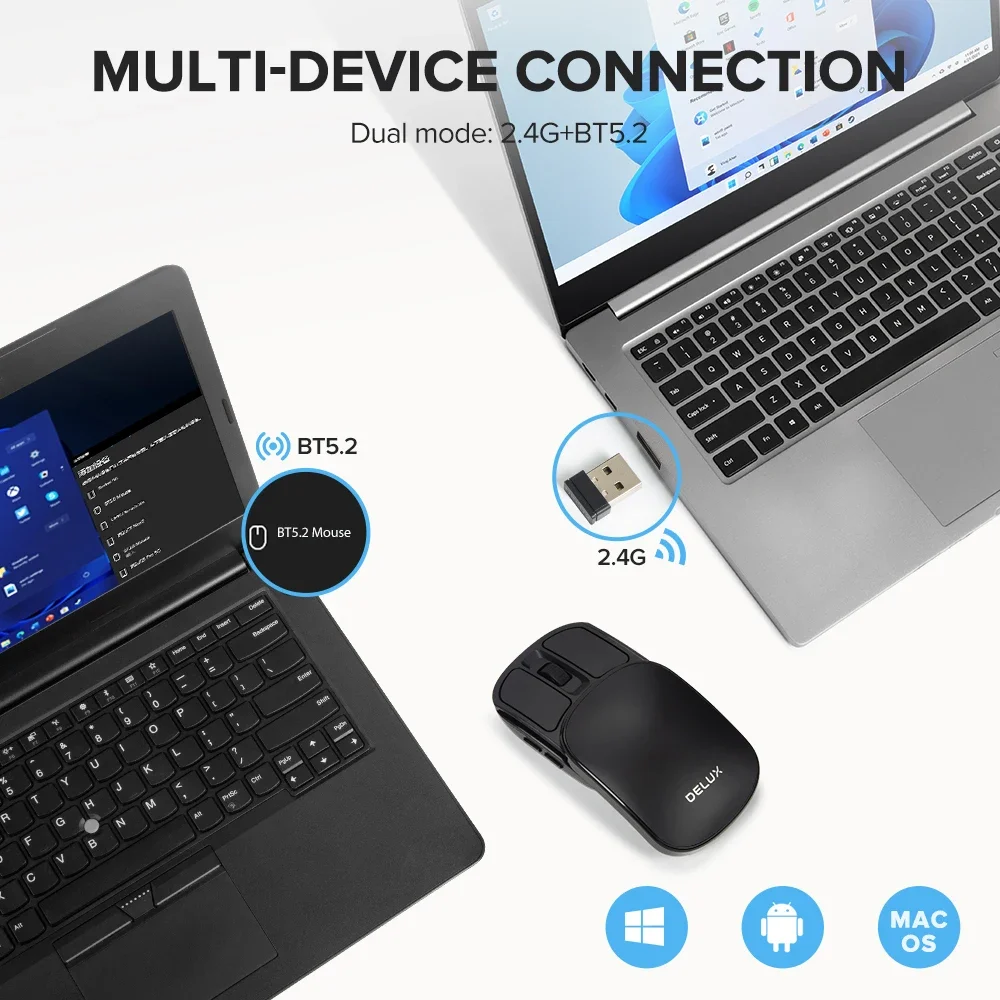 Pocket Folding Mouse Wireless 2.4G Bluetooth5.2 Silent Click Portable Ultra-light 55g for MacBook Tablet Computer PC Mice