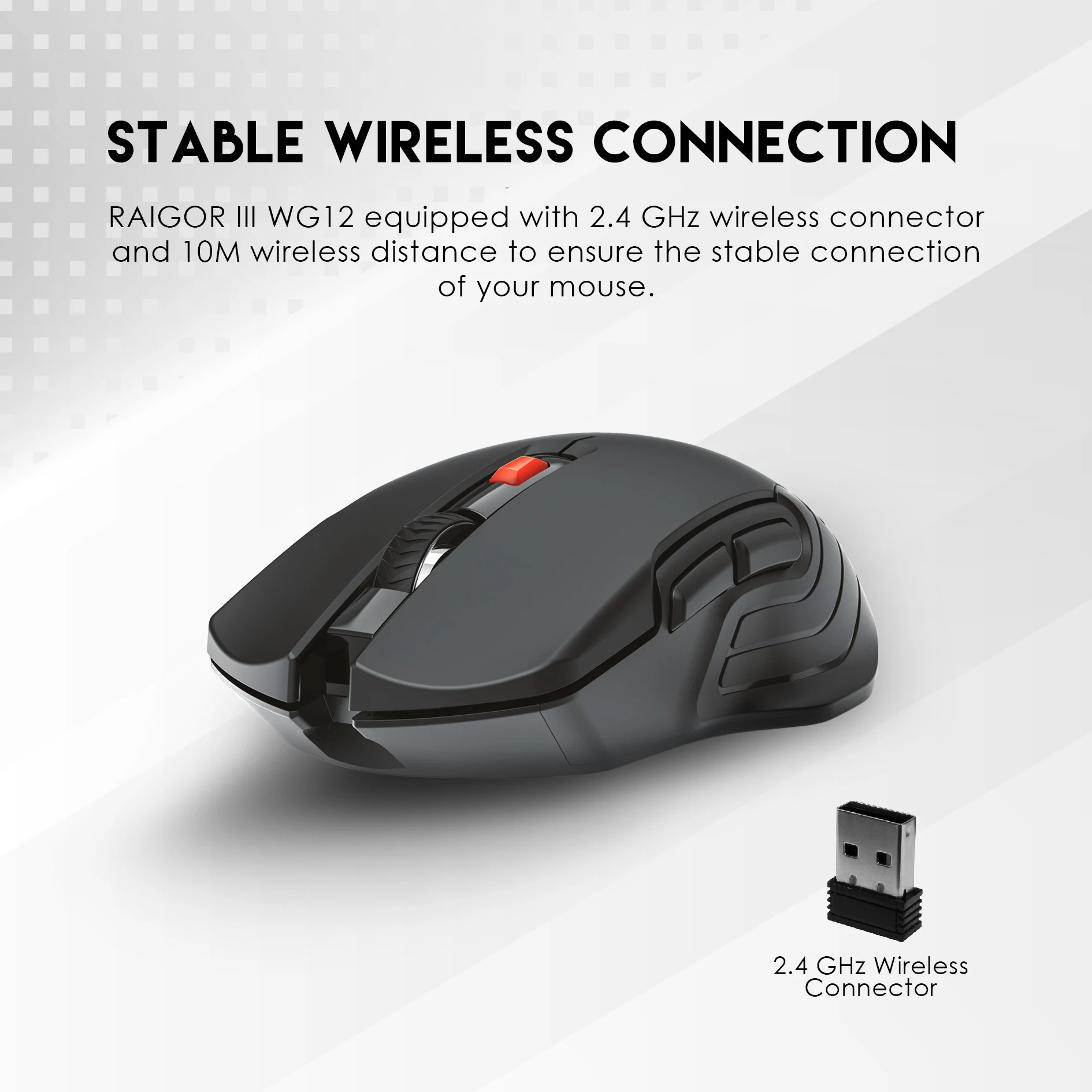 RAIGOR III WG12 Wireless Office Mouse 2.4Ghz PAW3065 Super Power Saver Sensor 2000DPI 89g Ultra-light Mouse Mice
