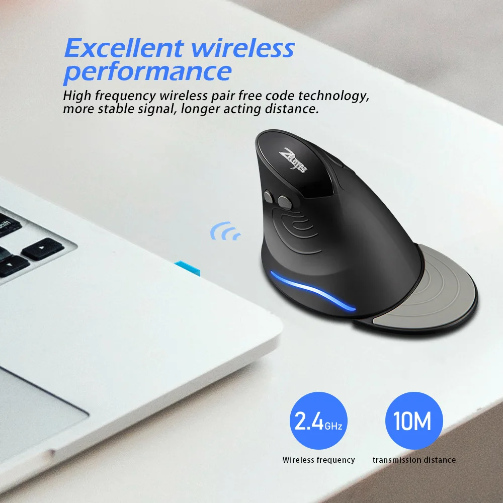 Ergonomic 2.4G Wireless Vertical Mouse with Removable Wrist Rest,2400DPI Adjustable Wireless Gaming Mouse for PC/Laptop/Desktop