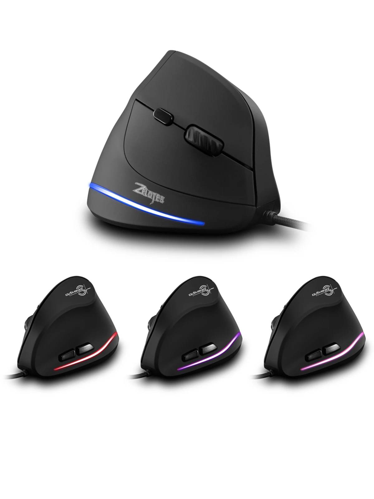 T-20 Wired Vertical Mouse Ergonomic Rechargeable 6-key DPI Adjustable Computer Office/Gaming Mouse