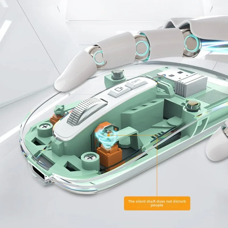 Transparent Magnetic Triple Mode Bluetooth compatible 2.4G Wireless Mouse One-Click Desktop Type-C Rechargeable Silent Mice Mute