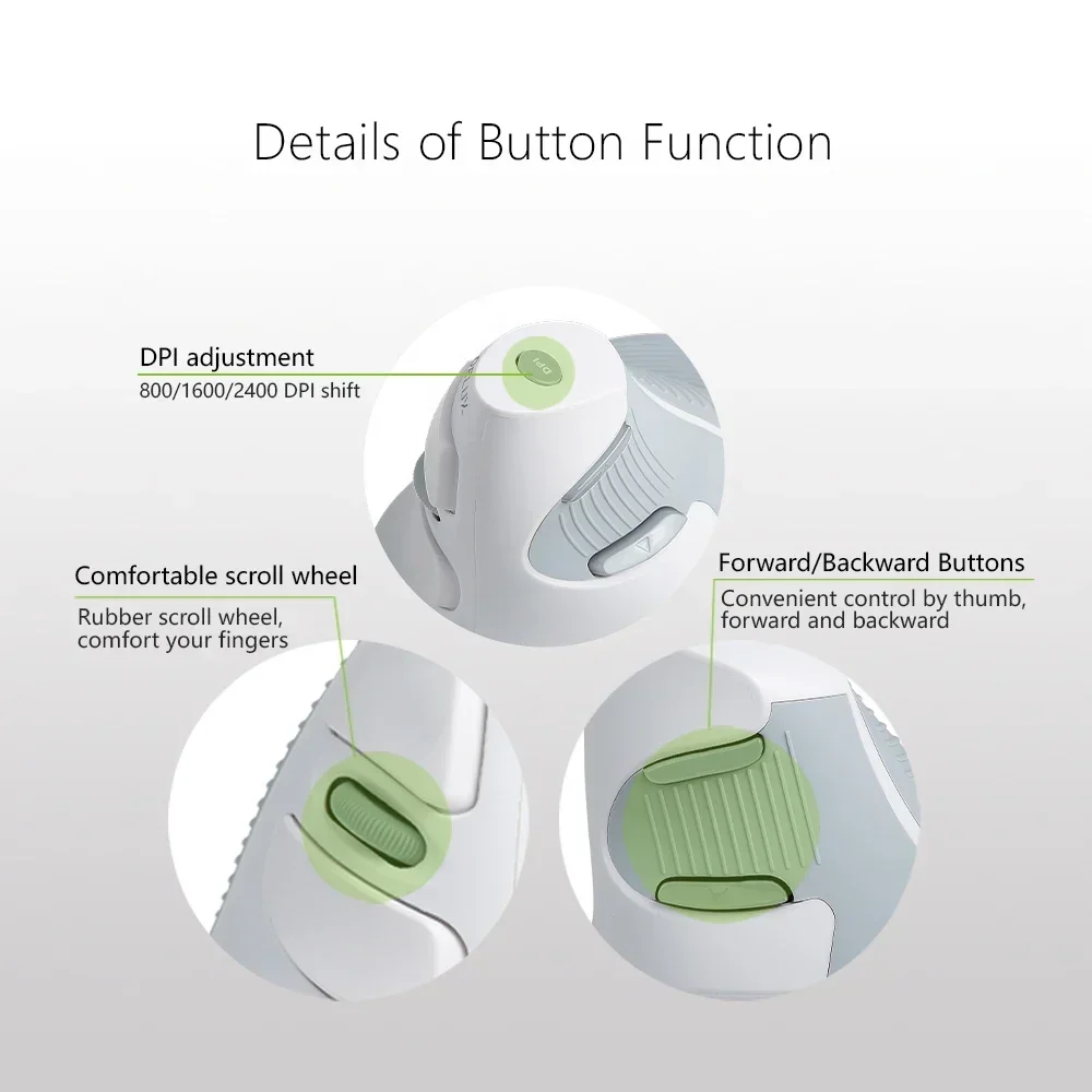 M618BU White Wired Ergonomic Vertical Mouse 1600 DPI 6 Buttons Optical Right Hand Mice with Wrist mat For PC Lapt